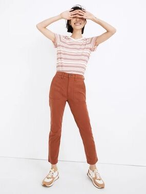 NWT Madewell Stovepipe Fatigue Pants TENCELL Lyocell Edition Rusty Torch size 25